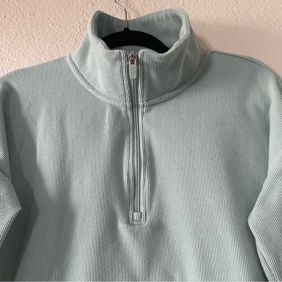 Cozy Soft Quarter Zip Pullover Sweater Women’s S Jade Green Ribbed Lightweight - Picture 6 of 12